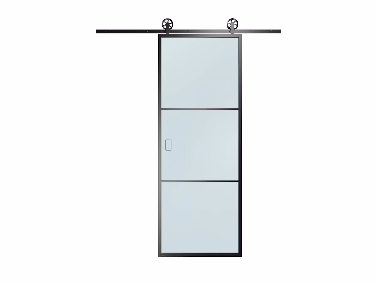1-wing Retro Loft sliding door with glass holding strip