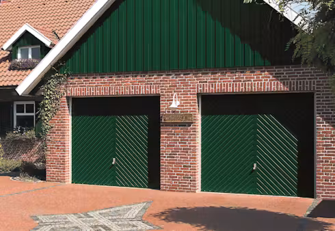 Steel gate motif 990 in fir green RAL 6009